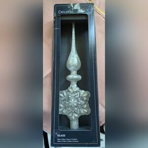 Glass Snowflake Tree Topper 14" Glass Glitter Tiered